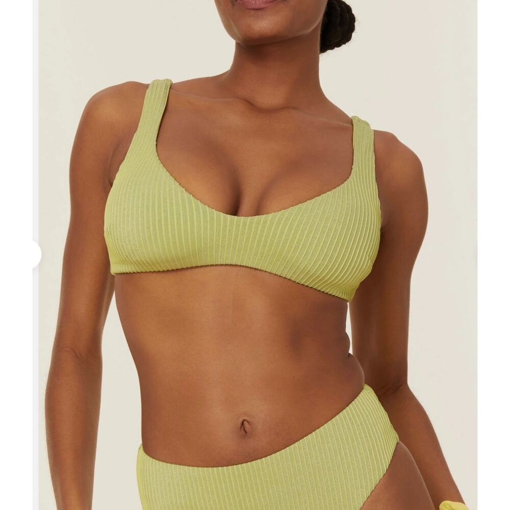 NWT No Pads Andie Swim The Delray Top Daiquiri Ribbed Glitter Medium 2514